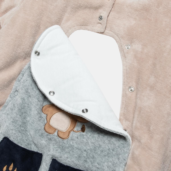 Βρεφική φόρμα εξόδου βελούτε ALOUETTE Tender Comforts μπεζ γκρι μπλέ  Παιδικά