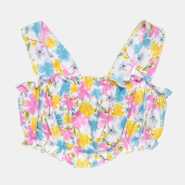 Παιδικό σετ από cropped top και τζιν σορτς ALOUETTE MOOVERS floral μπλε