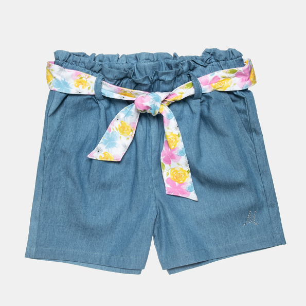 Παιδικό σετ από cropped top και τζιν σορτς ALOUETTE MOOVERS floral μπλε
