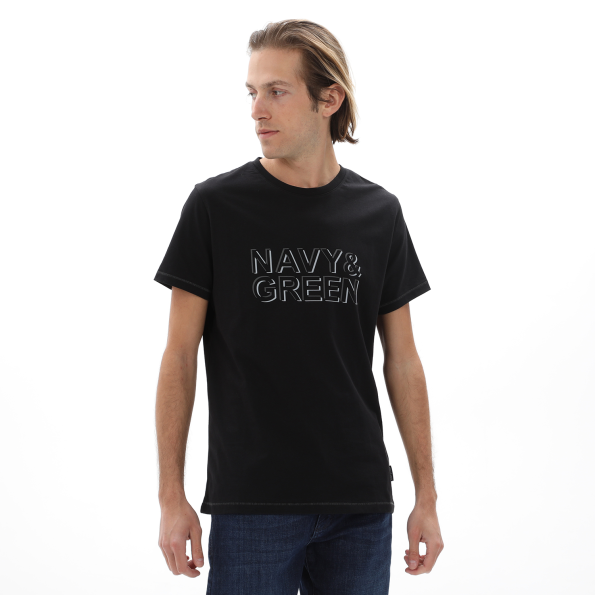 Ανδρικό t-shirt NAVY & GREEN μαύρο