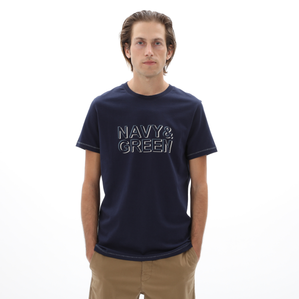 Ανδρικό t-shirt NAVY & GREEN μπλε ναυτικό