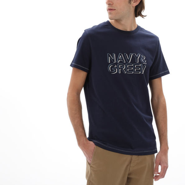 Ανδρικό t-shirt NAVY & GREEN μπλε ναυτικό Ανδρικά