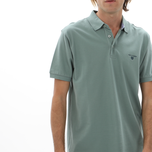 Ανδρική polo μπλούζα NAVY & GREEN πράσινη