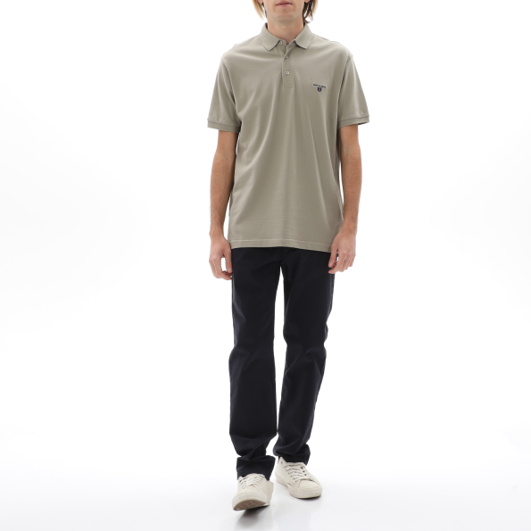 Ανδρική polo μπλούζα NAVY & GREEN γκρι