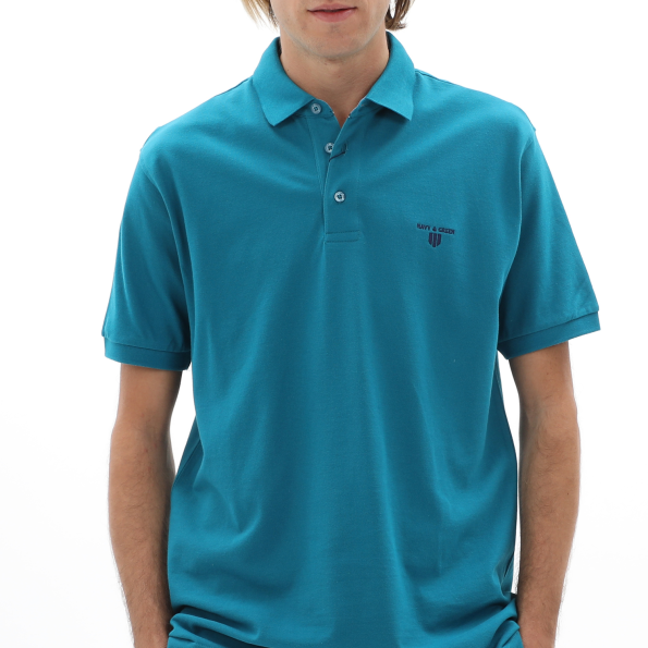 Ανδρική polo μπλούζα NAVY & GREEN μπλε