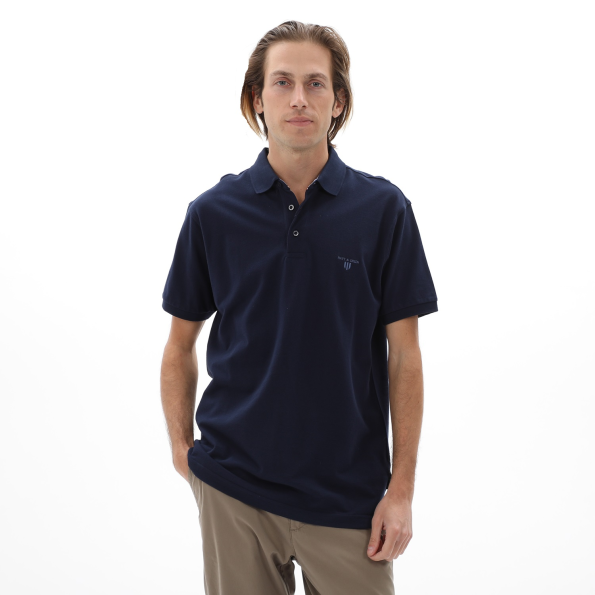 Ανδρική polo μπλούζα NAVY & GREEN σκούρο μπλε