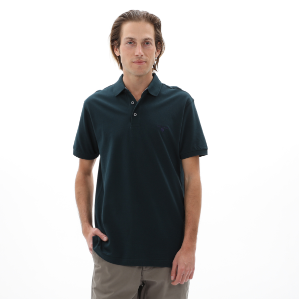 Ανδρική polo μπλούζα NAVY & GREEN πράσινο σκούρο