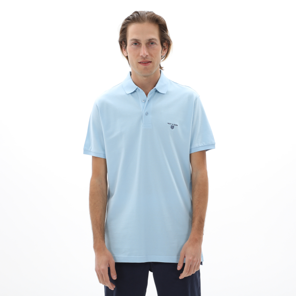 Ανδρική polo μπλούζα NAVY & GREEN γαλάζια
