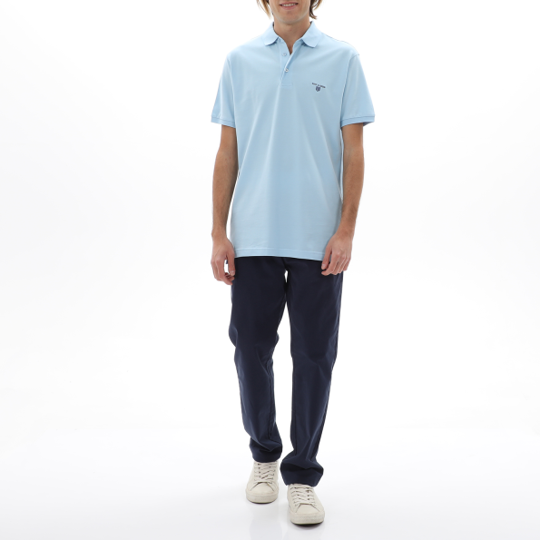Ανδρική polo μπλούζα NAVY & GREEN γαλάζια Ανδρικά