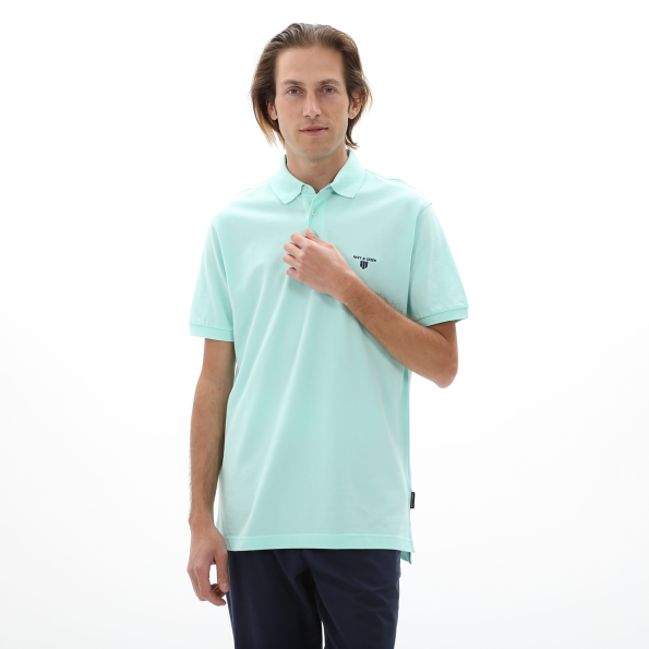 Ανδρική polo μπλούζα NAVY & GREEN φυστικί