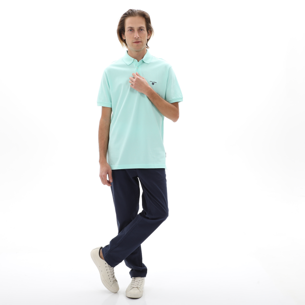 Ανδρική polo μπλούζα NAVY & GREEN φυστικί