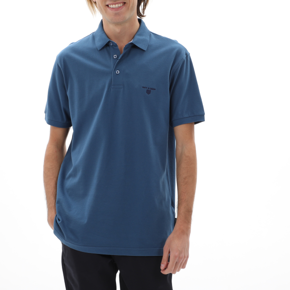 Ανδρική polo μπλούζα NAVY & GREEN μπλε