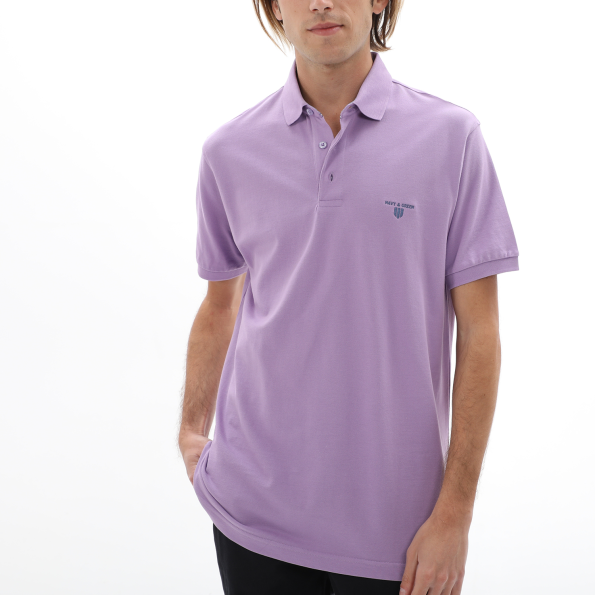 Ανδρική polo μπλούζα NAVY & GREEN μωβ