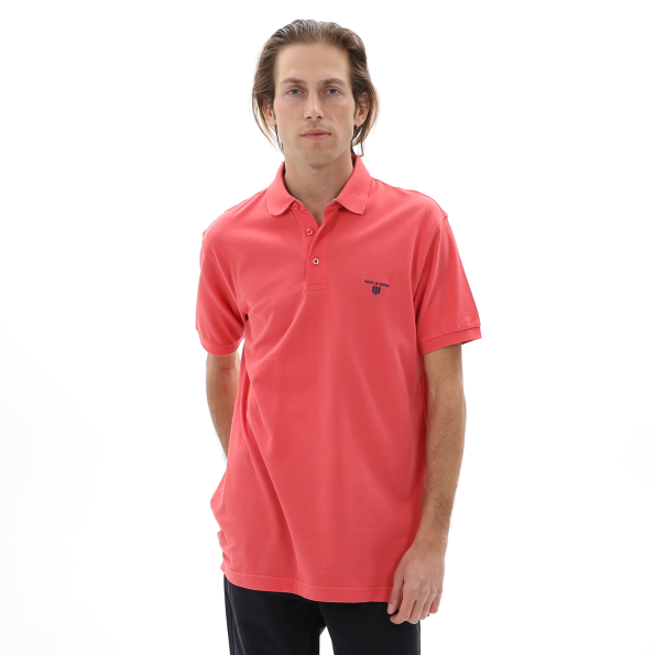 Ανδρική polo μπλούζα NAVY & GREEN κοραλί
