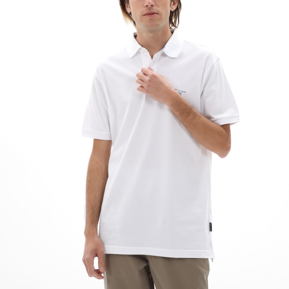 Ανδρική polo μπλούζα NAVY & GREEN λευκό