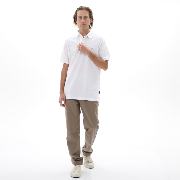 Ανδρική polo μπλούζα NAVY & GREEN λευκό Ανδρικά