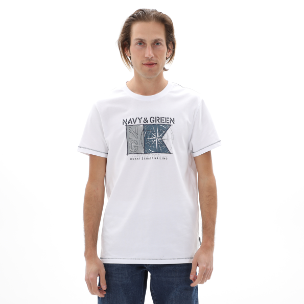 Ανδρικό t-shirt NAVY & GREEN λευκό