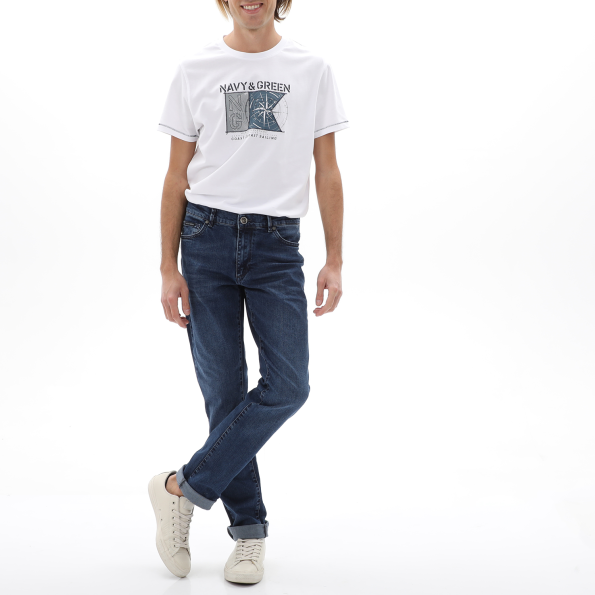 Ανδρικό t-shirt NAVY & GREEN λευκό