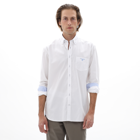 Ανδρικό πουκάμισο NAVY & GREEN COMFORT FIT λευκό