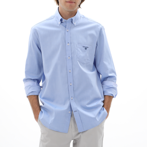 Ανδρικό πουκάμισο NAVY & GREEN COMFORT FIT γαλάζιο