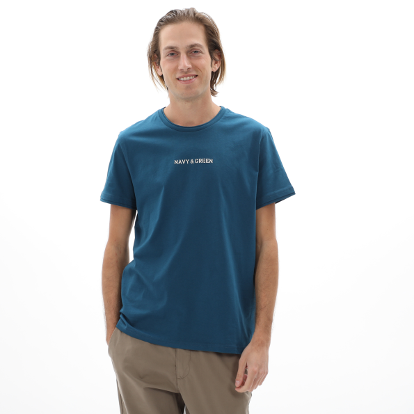 Ανδρικό t-shirt NAVY & GREEN πετρόλ