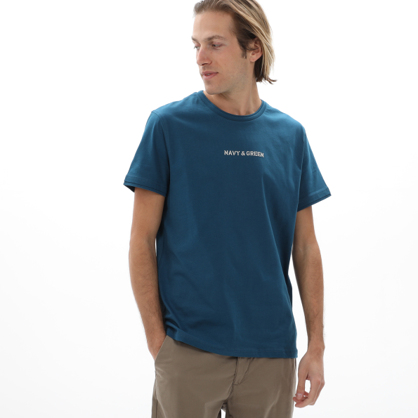 Ανδρικό t-shirt NAVY & GREEN πετρόλ