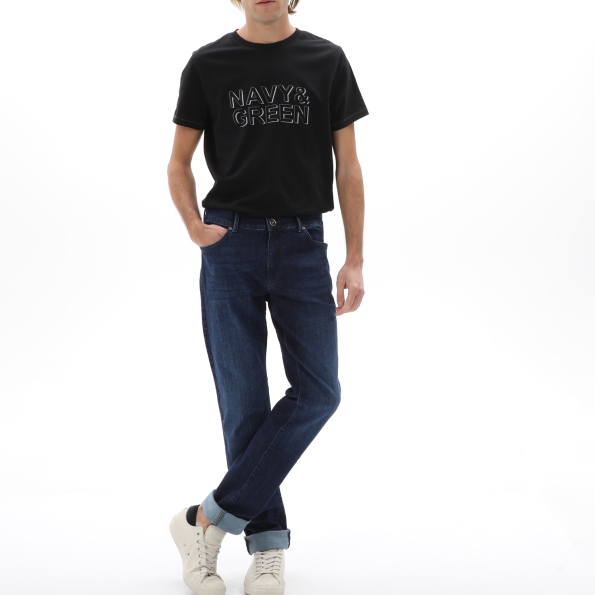 Ανδρικό jean παντελόνι NAVY & GREEN μπλε σκούρο Ανδρικά
