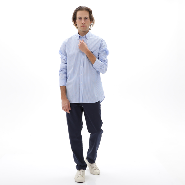 Ανδρικό πουκάμισο NAVY & GREEN COMFORT FIT γαλάζιο λευκό ριγέ Ανδρικά