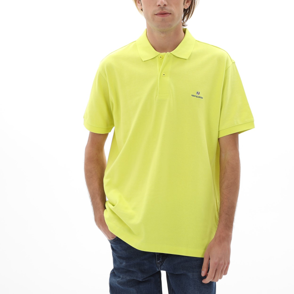 Ανδρική polo μπλούζα NAVY & GREEN κίτρινο lime