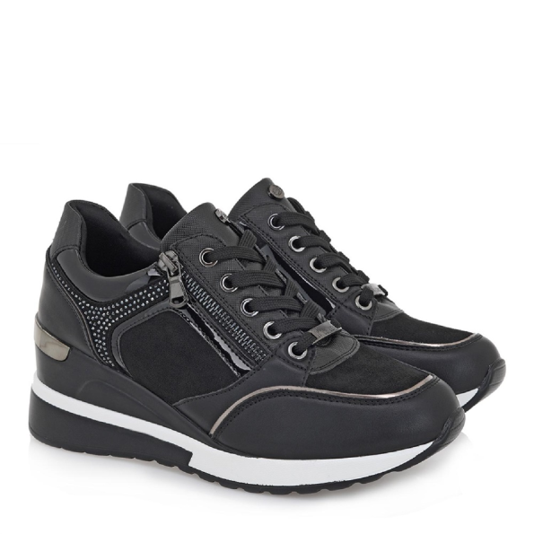 Γυναικεία sneaker wedges JK LONDON T104B0503 μαύρα