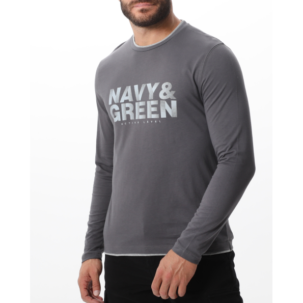 Ανδρικό μακρυμάνικη μπλούζα NAVY & GREEN γκρι Ανδρικά