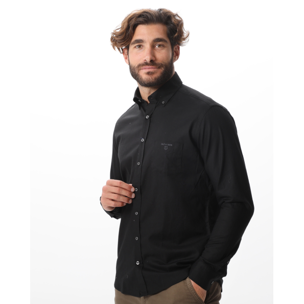 Ανδρικό πουκάμισο NAVY & GREEN COMFORT FIT μαύρο Ανδρικά
