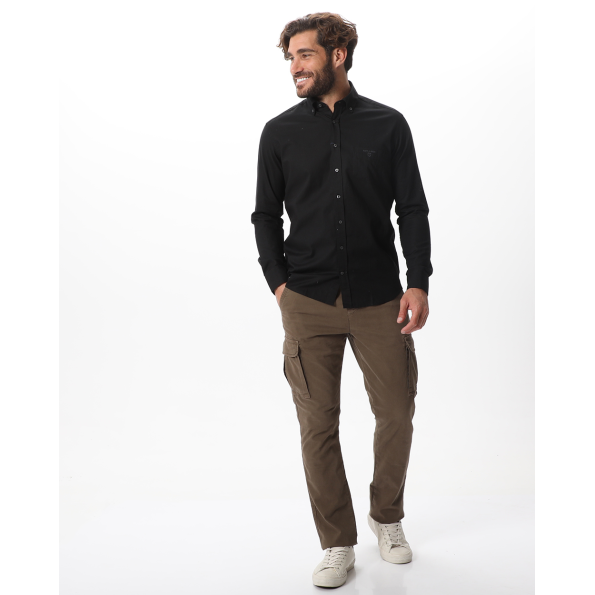 Ανδρικό πουκάμισο NAVY & GREEN COMFORT FIT μαύρο Ανδρικά