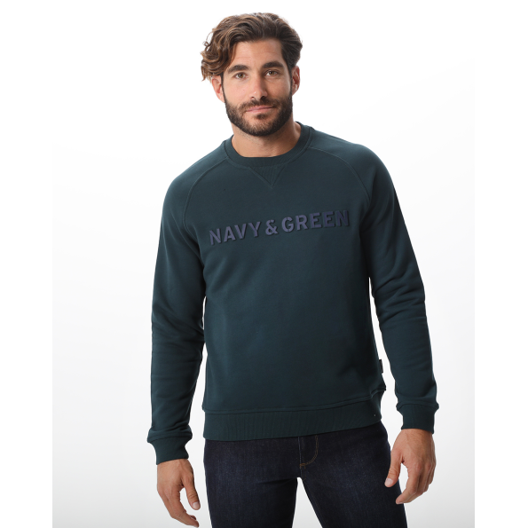 Ανδρική φούτερ μπλούζα NAVY & GREEN πετρόλ