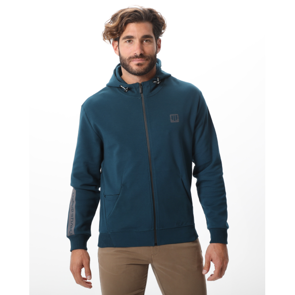 Ανδρική φούτερ ζακετα NAVY & GREEN πετρόλ