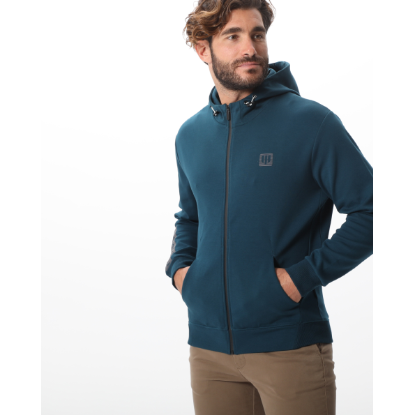 Ανδρική φούτερ ζακετα NAVY & GREEN πετρόλ Ανδρικά