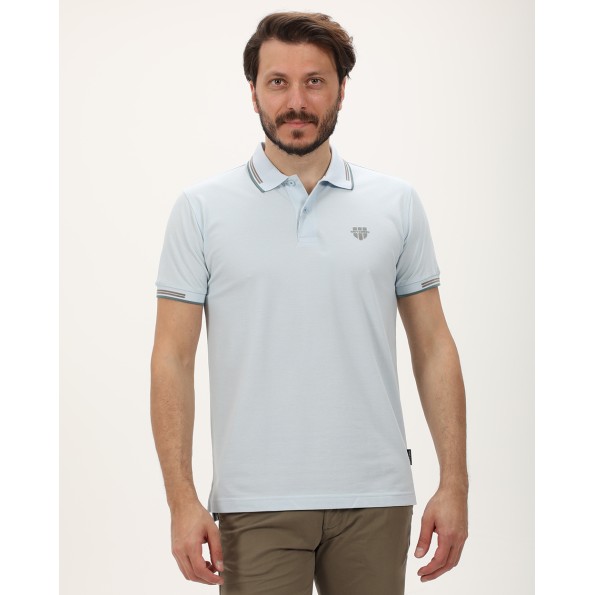 Ανδρική polo μπλούζα NAVY & GREEN γαλάζια