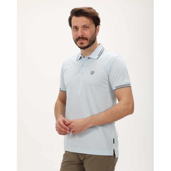 Ανδρική polo μπλούζα NAVY & GREEN γαλάζια