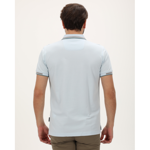 Ανδρική polo μπλούζα NAVY & GREEN γαλάζια