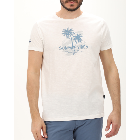 Ανδρική μπλούζα NAVY & GREEN λευκή