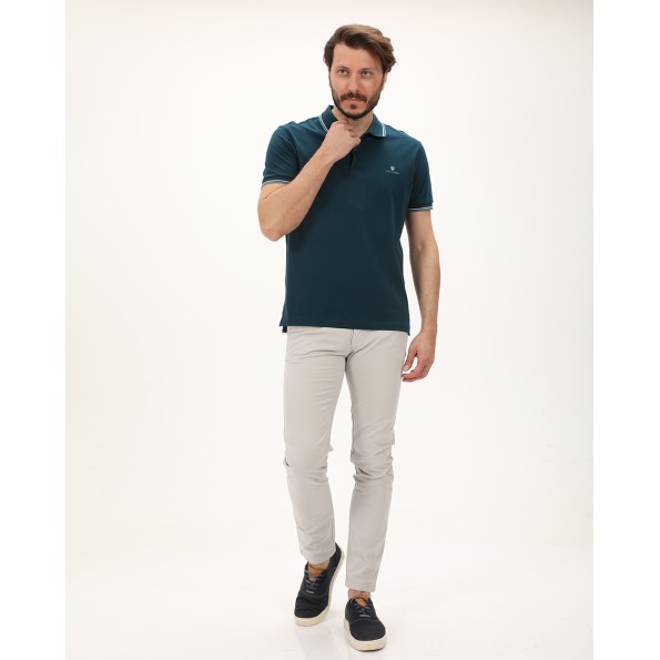 Ανδρικό chino παντελόνι NAVY & GREEN MODERN FIT γκρι