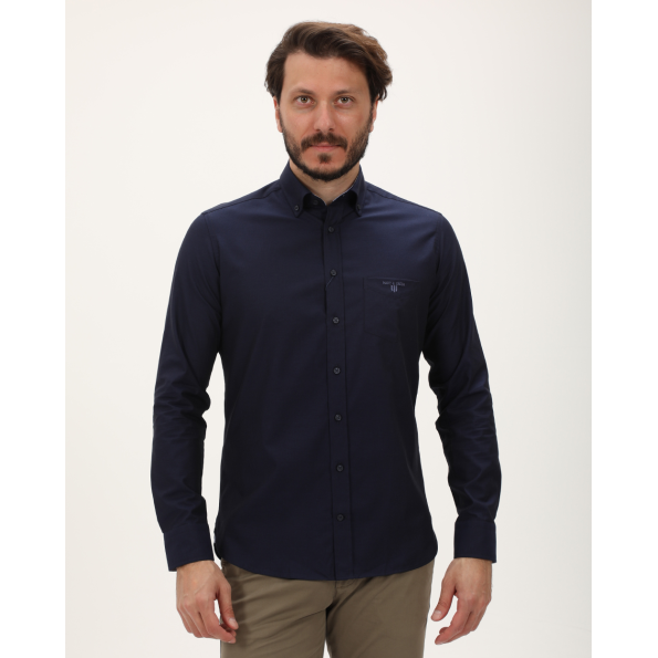 Ανδρικό πουκάμισο NAVY & GREEN COMFORT FIT μπλε