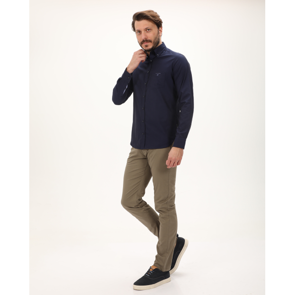 Ανδρικό πουκάμισο NAVY & GREEN COMFORT FIT μπλε