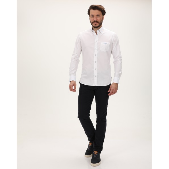 Ανδρικό πουκάμισο NAVY & GREEN COMFORT FIT λευκό
