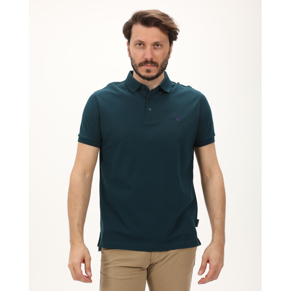Ανδρική polo μπλούζα NAVY & GREEN μπλε