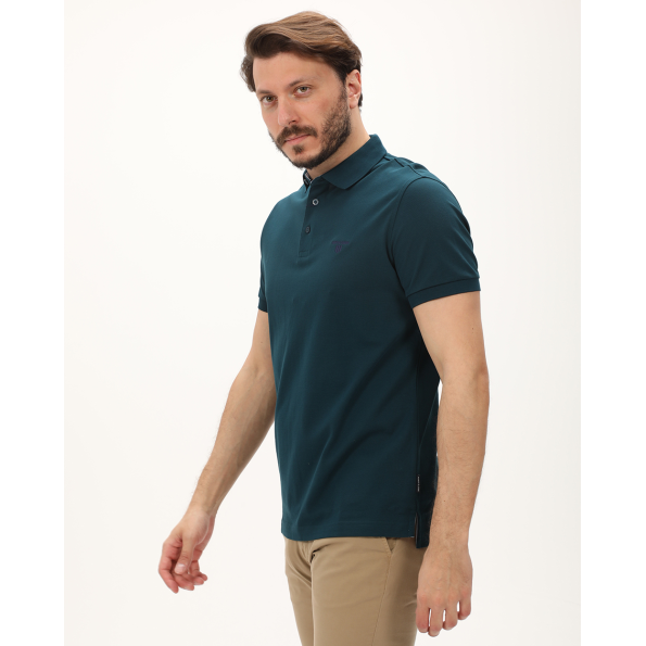 Ανδρική polo μπλούζα NAVY & GREEN μπλε