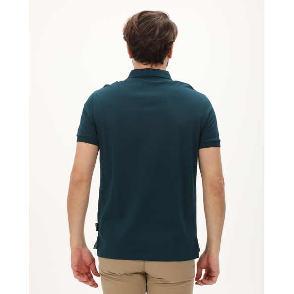 Ανδρική polo μπλούζα NAVY & GREEN μπλε