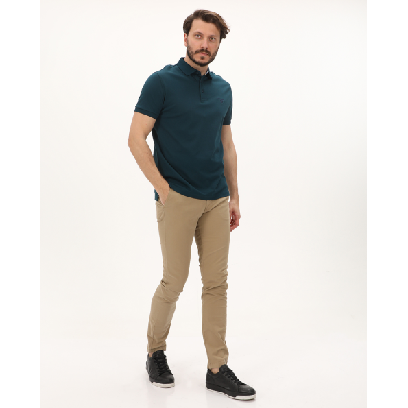 Ανδρική polo μπλούζα NAVY & GREEN μπλε