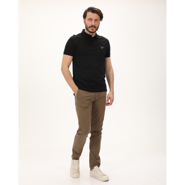 Ανδρική polo μπλούζα NAVY & GREEN μαύρη