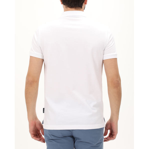 Ανδρική polo μπλούζα NAVY & GREEN λευκή
